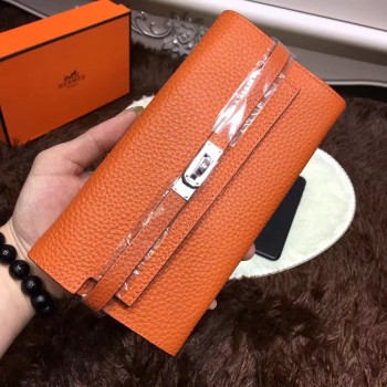 Hermes Kelly Wallet Togo Leather Orange