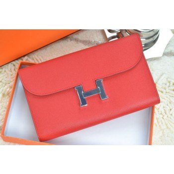 Hermes H Wallet Red Silver