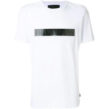 Philipp Plein Logo Panel T-shirt Men 01 White Clothing T-shirts Attractive Design