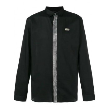 Philipp Plein Embellished Stripe Shirt Men 0270 Black/silver Clothing Shirts Official Online Website