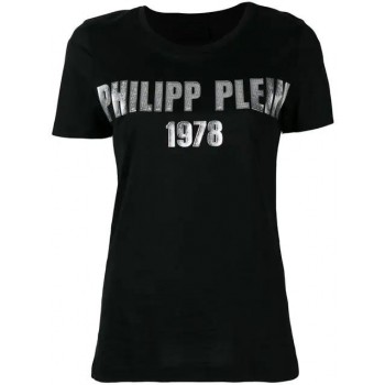 Philipp Plein Metallic 1978 Logo T-shirt Women 02 Black Clothing T-shirts & Jerseys Famous Brand