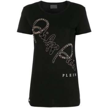 Philipp Plein Big Crystal Signature T-shirt Women 02 Black Clothing T-shirts & Jerseys Sale Online