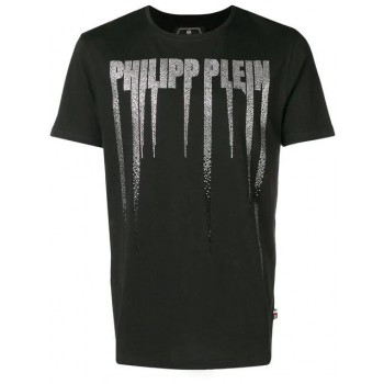 Philipp Plein Draped Logo Print T-shirt Men 02 Black Clothing T-shirts Outlet Online