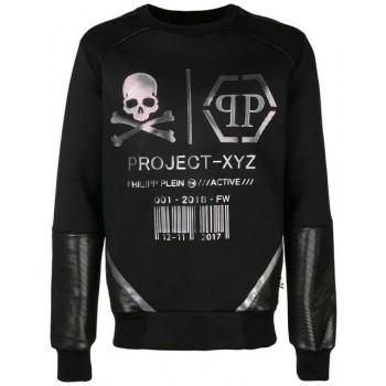 Philipp Plein Ls Xyz Logos Sweatshirt Men 0270 Black/silver Clothing Sweatshirts Wholesale