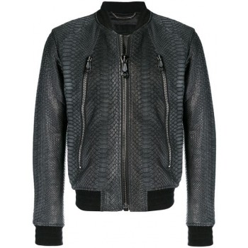 Philipp Plein Python Skin Bomber Jacket Men 02 Black Clothing Jackets Most Fashionable Outlet