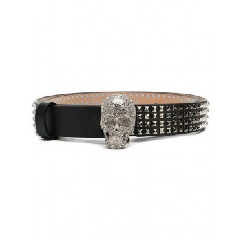 Philipp Plein Embellished Skull Studded Belt Women 02 Black Accessories Belts