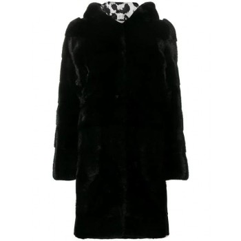 Philipp Plein Fur Hooded Coat Women 02 Black Clothing & Shearling Coats Authorized Dealers
