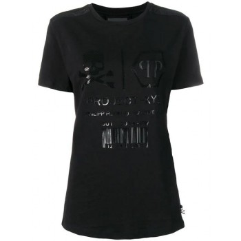 Philipp Plein Logo Printed T-shirt Women 02 Black Clothing T-shirts & Jerseys Premier Fashion Designer