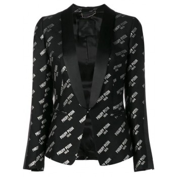 Philipp Plein Multi Logo Tuxedo Blazer Women 02 Black Clothing Blazers Uk Discount Online Sale