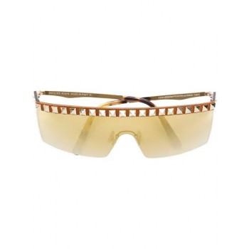 Philipp Plein Visor-style Studded Sunglasses Men Ggxa Gold/ Mirror/ No Glv Accessories