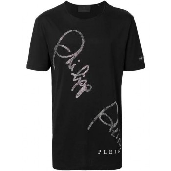 Philipp Plein Crystal-embellished T-shirt Men 0270 Black/silver Clothing T-shirts 100% Quality Guarantee