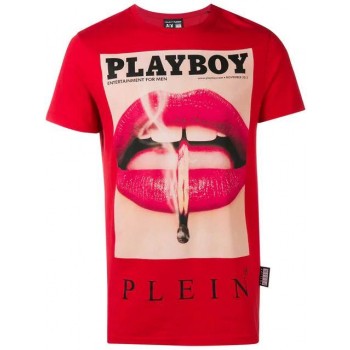 Philipp Plein X Playboy Printed T-shirt Men 13 Red Clothing T-shirts Delicate Colors