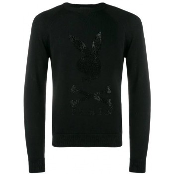 Philipp Plein X Playboy Logo Crystal Sweatshirt Men 0202 Black / Clothing Sweatshirts