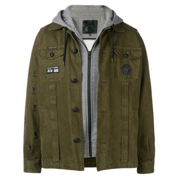 Philipp Plein X Playboy Layered Military Jacket Men 6502 Military/black Clothing Jackets