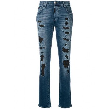 Philipp Plein Layered Cut Slim Jeans Men 08pr Presidential Clothing Slim-fit Wholesale Online Usa