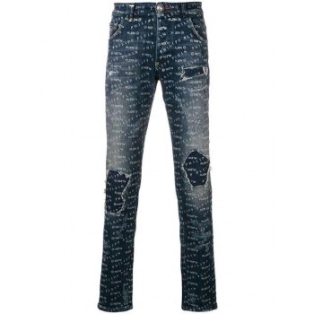 Philipp Plein Logo Print Skinny Jeans Men 14fx Flex Clothing Luxuriant In Design