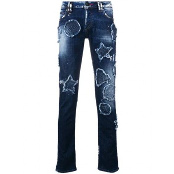 Philipp Plein Distressed Patch Jeans Men 085a 5am Flex Clothing Slim-fit