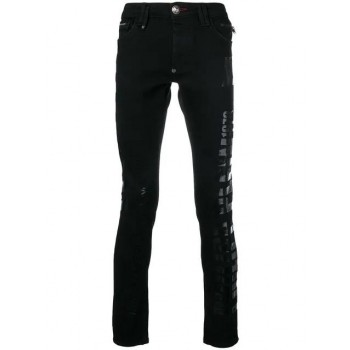 Philipp Plein Logo Slim-fit Jeans Men 02co Coordinate Clothing Reasonable Sale Price