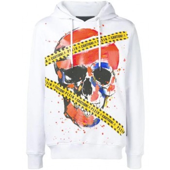 Philipp Plein Skull Print Hoodie Men 01 White Clothing Hoodies