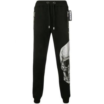 Philipp Plein Skull Embellished Track Pants Men 02 Black Clothing 100% Genuine