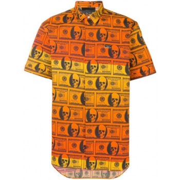 Philipp Plein Dollar Crystal Cut Shirt Men 20 Orange Clothing Shirts Super Quality