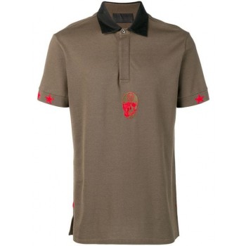 Philipp Plein Skull Embroidered Polo Shirt Men 65 Military Clothing Shirts