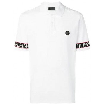 Philipp Plein Logo Cuff Polo Shirt Men 01 White Clothing Shirts Great Deals