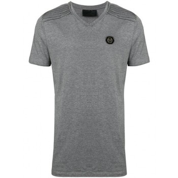 Philipp Plein V-neck T-shirt Men 10 Grey Clothing T-shirts Fast Worldwide Delivery