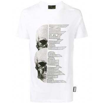 Philipp Plein Logo Patch T-shirt Men 01 White Clothing T-shirts Fast Delivery