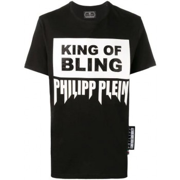 Philipp Plein Logo Slogan T-shirt Men 0201 Black / White Clothing T-shirts Catalogo