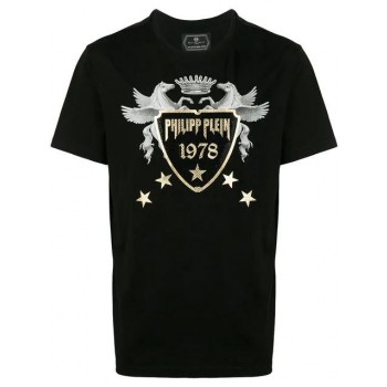 Philipp Plein Logo Patch T-shirt Men 02 Black Clothing T-shirts Uk Cheap Sale