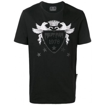 Philipp Plein Pegasus Print T-shirt Men 0202 Black/black Clothing T-shirts Online Retailer