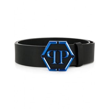 Philipp Plein Logo Plaque Belt Men 0208 Black/blue Accessories Belts Elegant Factory Outlet