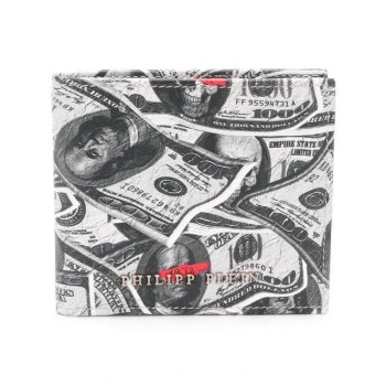 Philipp Plein Dollar Bifold Wallet Men 10 Grey Accessories Wallets & Cardholders Free Shipping