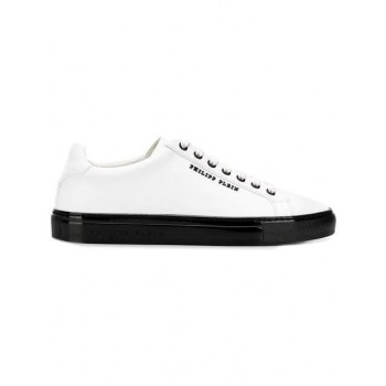 Philipp Plein Low-top Sneakers Men 0102 White / Black Shoes Low-tops Reasonable Price