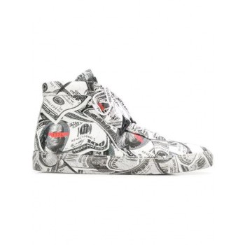 Philipp Plein '1978 Dollar Bill' Hi-top Sneakers Men 01 White Shoes Hi-tops