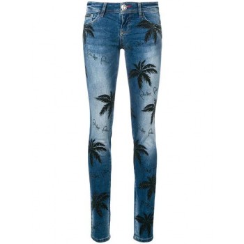 Philipp Plein Palm Tree Print Jeans Women 07ko Mask Off Clothing Skinny Shop