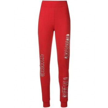 Philipp Plein Chain Trim Track Trousers Women 13 Red Clothing Pants Unbeatable Offers