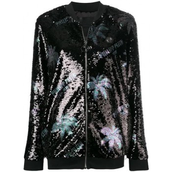 Philipp Plein Sequinned Bomber Jacket Women 02 Black Clothing Jackets Clearance