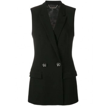 Philipp Plein Double Breasted Waistcoat Women 0202 Black / Clothing Waistcoats & Gilets Available To Buy Online