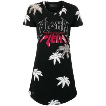 Philipp Plein Aloha T-shirt Dress Women 02 Black Clothing Day Dresses Incredible Prices