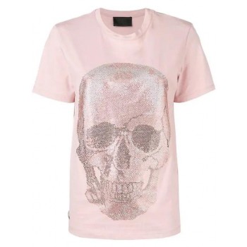 Philipp Plein Crystal Embellished Skull T-shirt Women 03 Rose / Pink Clothing T-shirts & Jerseys