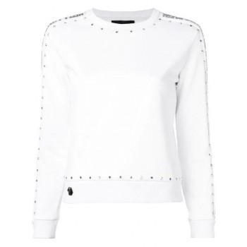 Philipp Plein Studded Detail Sweatshirt Women 01 White Clothing Sweatshirts Authorized Site