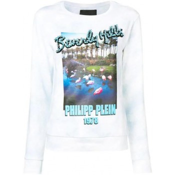 Philipp Plein Long-sleeve Printed Sweatshirt Women 07 Light Blue Clothing Sweatshirts