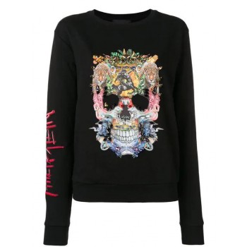 Philipp Plein Embellished Skull Sweatshirt Women 02 Black Clothing Sweatshirts Enjoy Great Discount