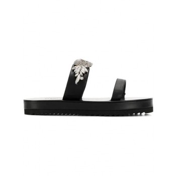 Philipp Plein Crystal Flat Slides Women 02 Black Shoes Flip Flops On Sale