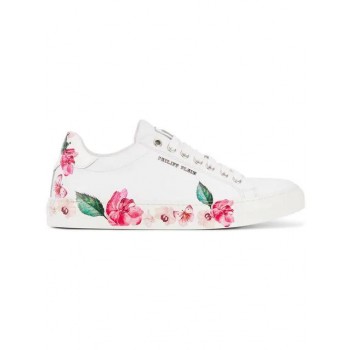 Philipp Plein Lo-top Flowers Sneakers Women 0101 White / Shoes Trainers Store