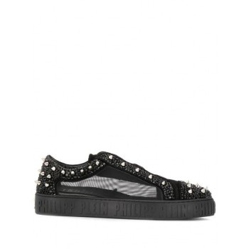 Philipp Plein Low-top Crystal Sneakers Women 0202 Black / Shoes Trainers Luxury Lifestyle Brand