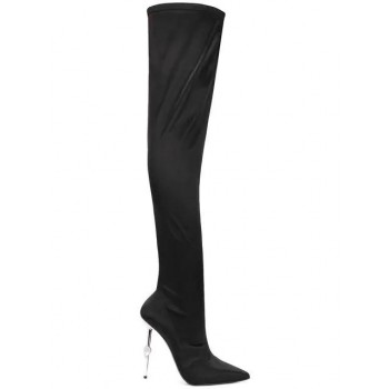 Philipp Plein Statement Over-the-knee Boots Women 02 Black Shoes Outlet Boutique