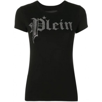 Philipp Plein Embellished Logo T-shirt Women 0260 Black / Crystal Clothing T-shirts & Jerseys In Stock